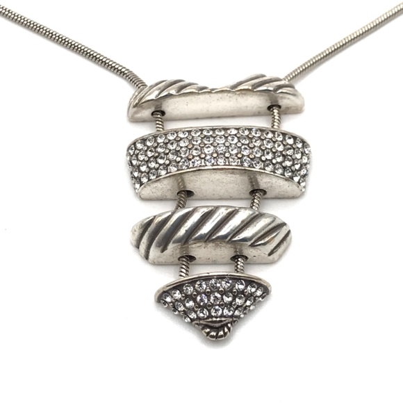 Brighton Pendant Necklace My Broken Crystal Heart Silver Plate 16.5-18.5" Chain - Picture 1 of 10